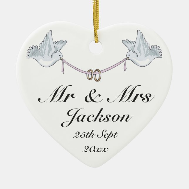 Ceramic Heart Ornament - Good Luck Wedding Charm 3 (Front)