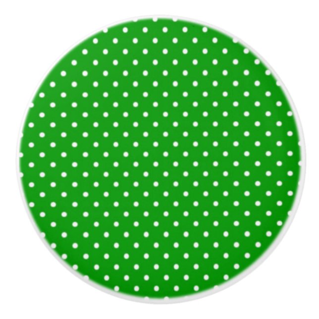 Ceramic Knob/Green Polka Dots Knob (Front)