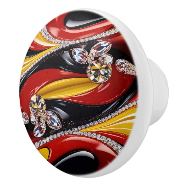 Ceramic knob pull with Belgian Colors (Right)