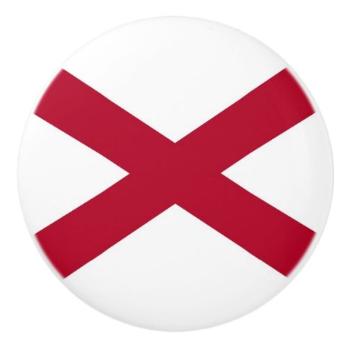 Ceramic knob pull with flag of Alabama USA