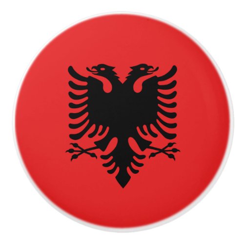 Ceramic knob pull with flag of Albania