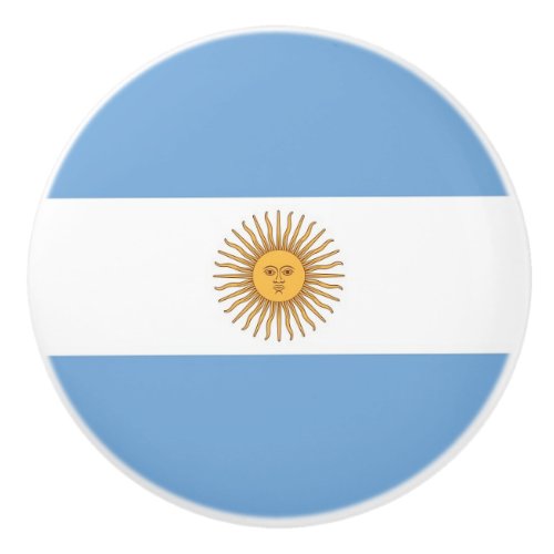 Ceramic knob pull with flag of Argentina