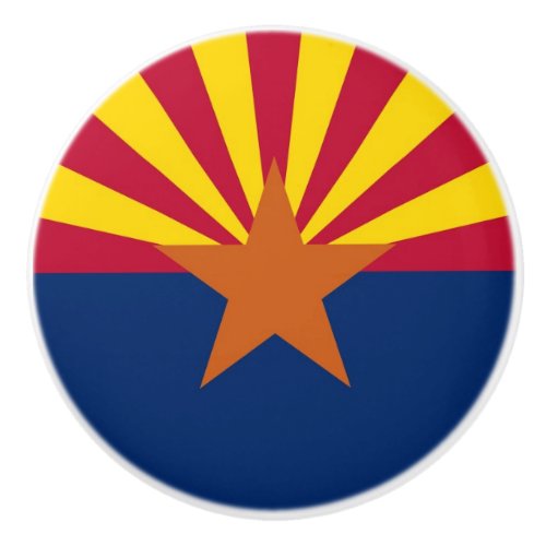 Ceramic knob pull with flag of Arizona USA