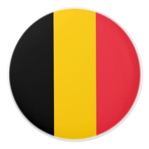 Ceramic knob pull with flag of Belgium