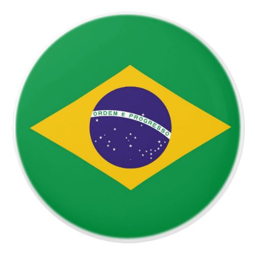 Ceramic knob pull with flag of Brazil