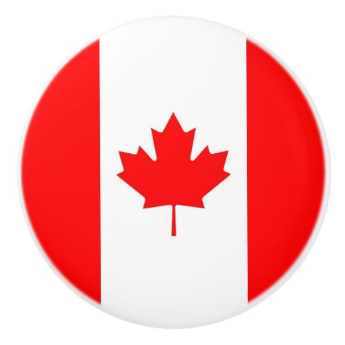 Ceramic knob pull with flag of Canada