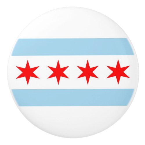 Ceramic knob pull with flag of Chicago City USA