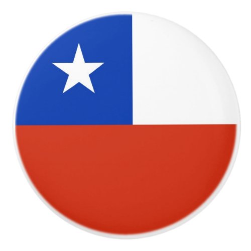 Ceramic knob pull with flag of Chile