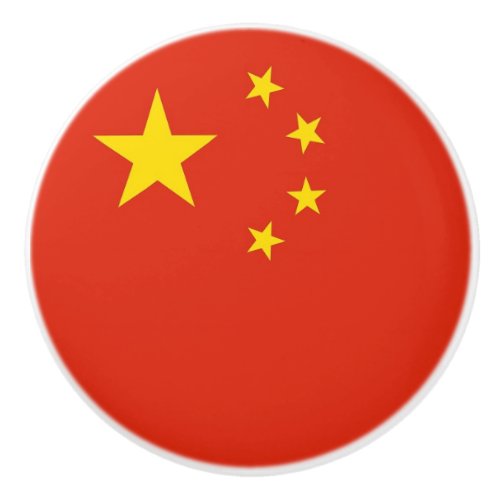 Ceramic knob pull with flag of China