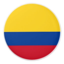 Ceramic knob pull with flag of Colombia