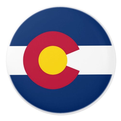 Ceramic knob pull with flag of Colorado USA