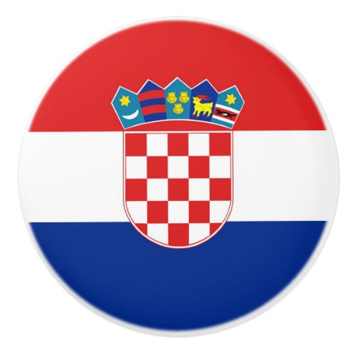 Ceramic knob pull with flag of Croatia