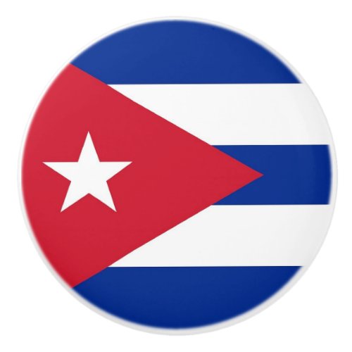 Ceramic knob pull with flag of Cuba