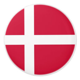 Ceramic knob pull with flag of Denmark
