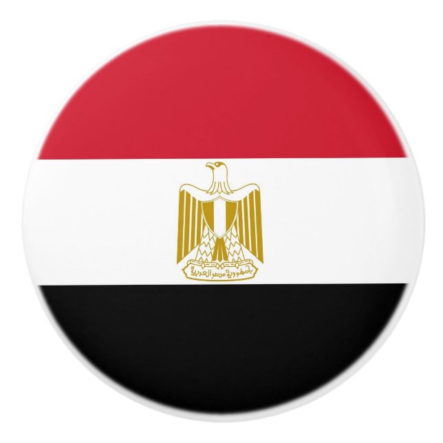Ceramic knob pull with flag of Egypt (Front)