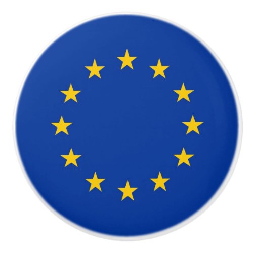 Ceramic knob pull with flag of European Union