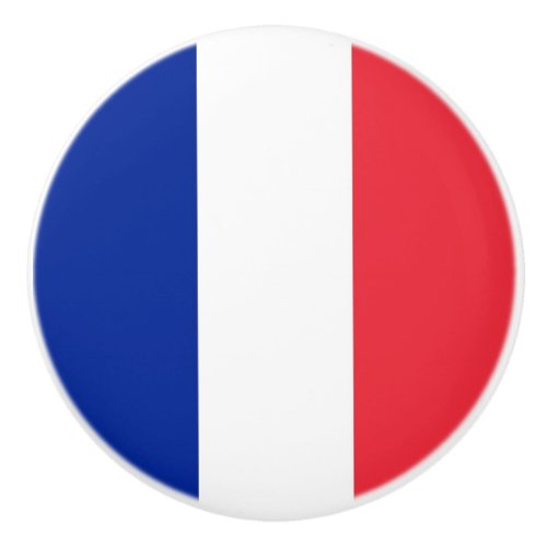 Ceramic knob pull with flag of France