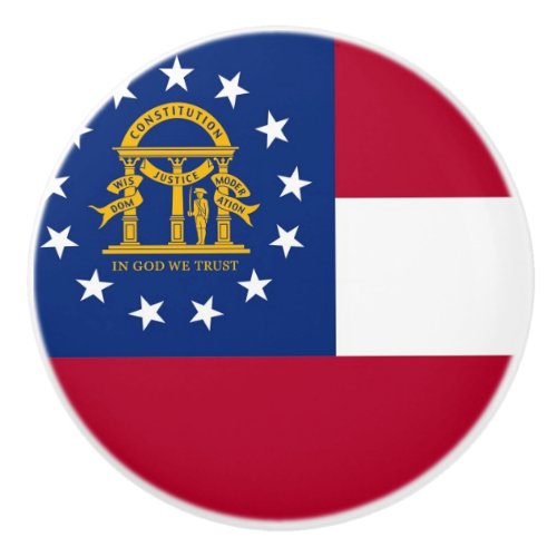 Ceramic knob pull with flag of Georgia USA