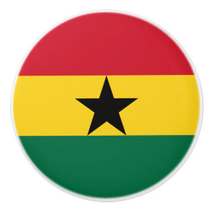 Ceramic knob pull with flag of Ghana