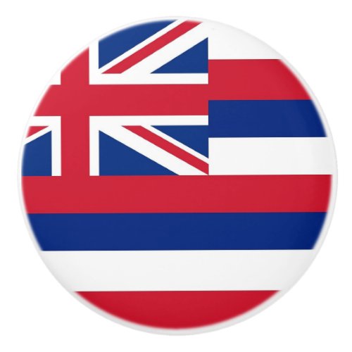 Ceramic knob pull with flag of Hawaii USA