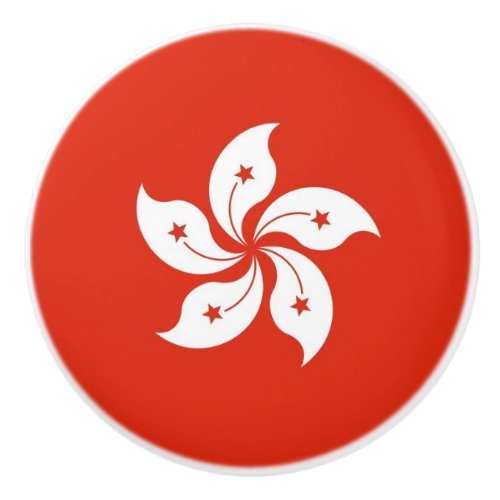 Ceramic knob pull with flag of Hong Kong