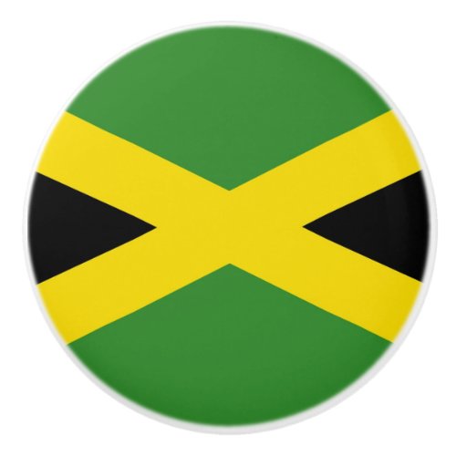 Ceramic knob pull with flag of Jamaica