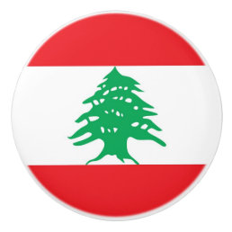 Ceramic knob pull with flag of Lebanon