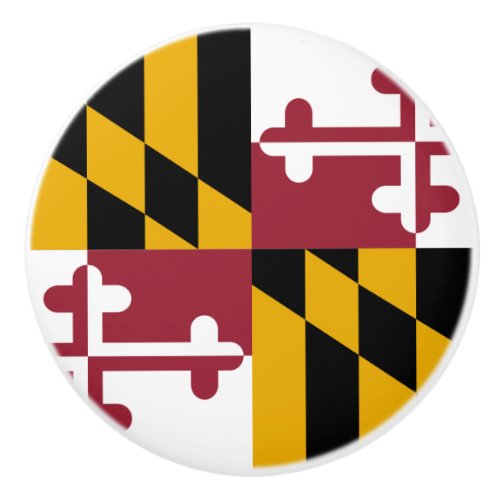 Ceramic knob pull with flag of Maryland USA