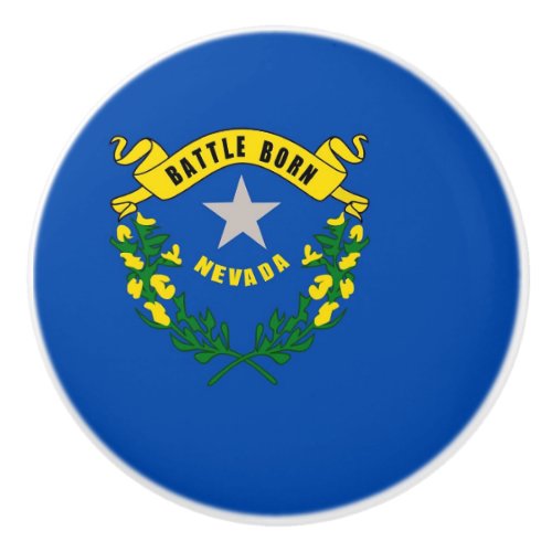 Ceramic knob pull with flag of Nevada USA