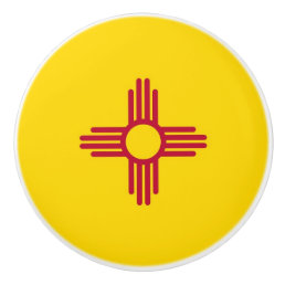 Ceramic knob pull with flag of New Mexico, USA