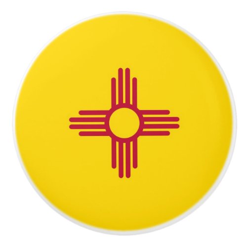 Ceramic knob pull with flag of New Mexico USA