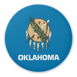 Ceramic knob pull with flag of Oklahoma, USA
