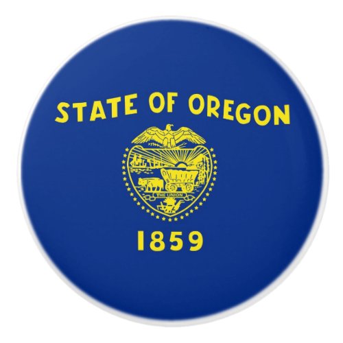 Ceramic knob pull with flag of Oregon State USA