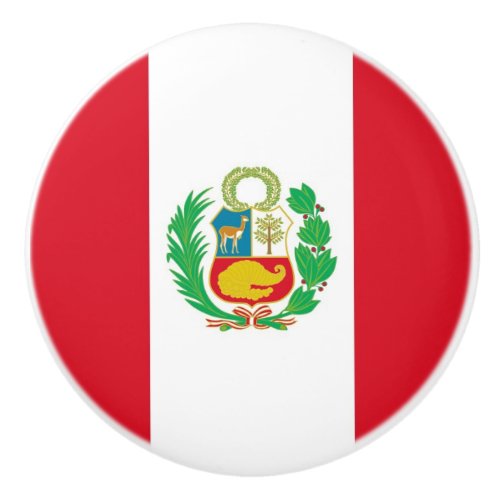 Ceramic knob pull with flag of Peru
