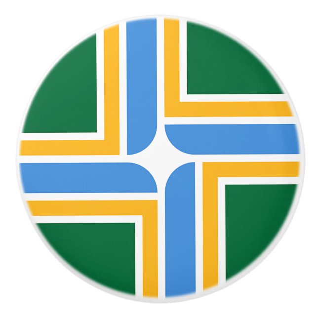 Ceramic knob pull with flag of Portland, USA (Front)