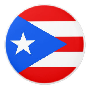 Ceramic knob pull with flag of Puerto Rico, USA