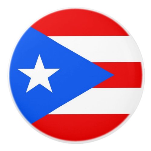 Ceramic knob pull with flag of Puerto Rico USA