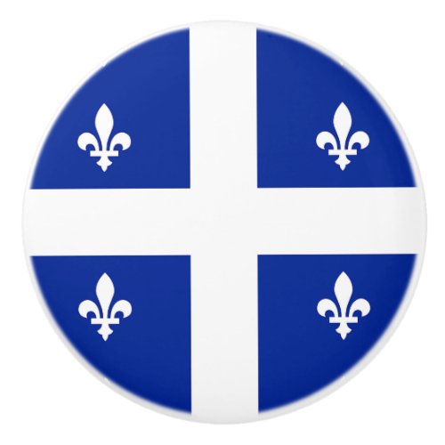 Ceramic knob pull with flag of Quebec Canada