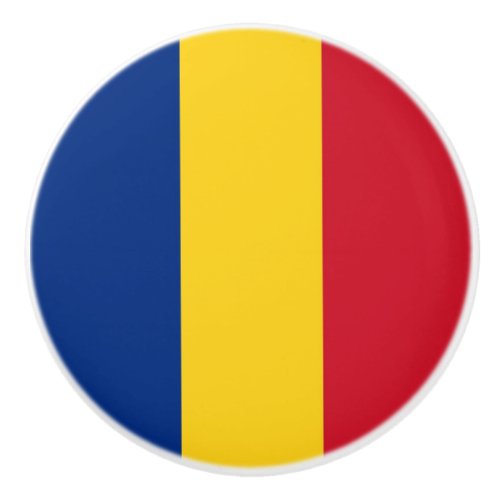 Ceramic knob pull with flag of Romania