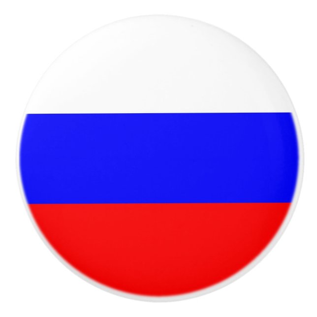Ceramic knob pull with flag of Russia (Front)