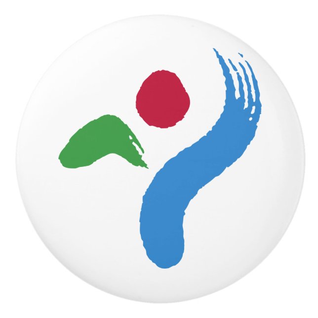 Ceramic knob pull with flag of Seoul, South Korea (Front)