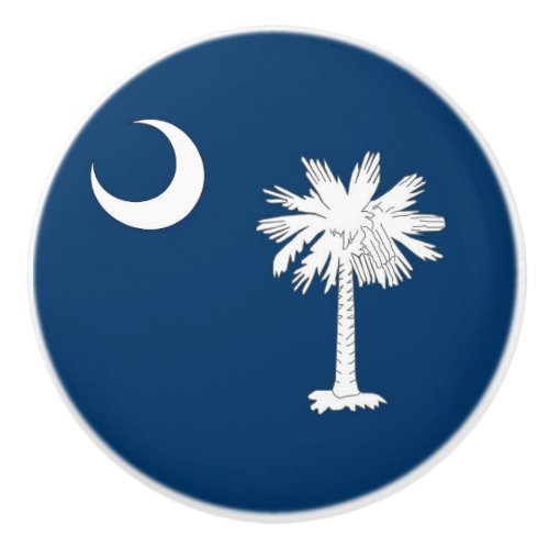 Ceramic knob pull with flag of South Carolina USA