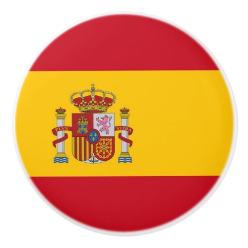 Ceramic knob pull with flag of Spain
