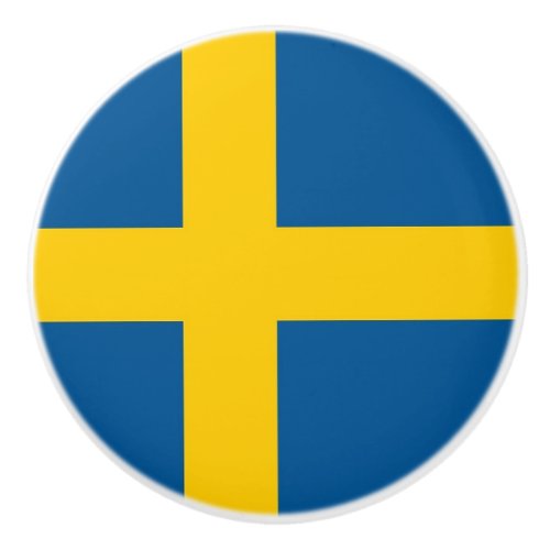 Ceramic knob pull with flag of Sweden