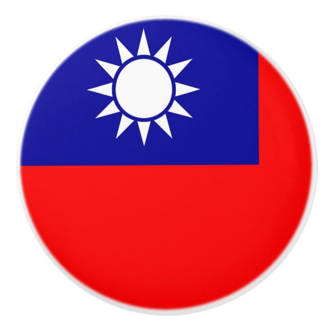 Ceramic knob pull with flag of Taiwan (Front)