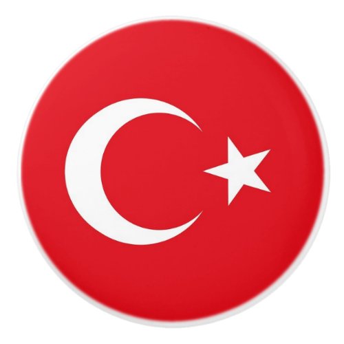 Ceramic knob pull with flag of Turkey
