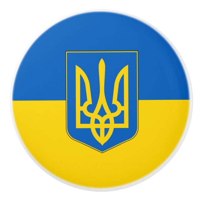 Ceramic knob pull with flag of Ukraine (Front)