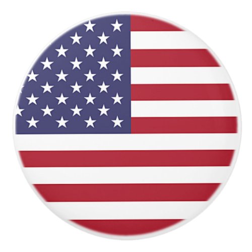 Ceramic knob pull with flag of USA