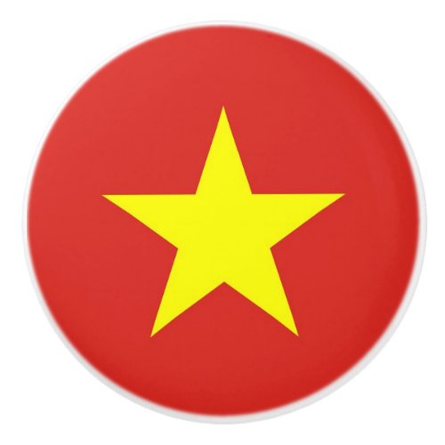 Ceramic knob pull with flag of Vietnam