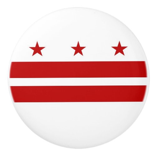 Ceramic knob pull with flag of Washington DC USA